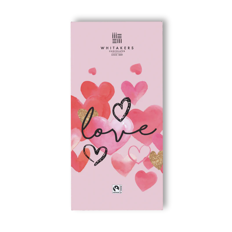 Whitakers Love Heart Milk Chocolate Bar 90g gift