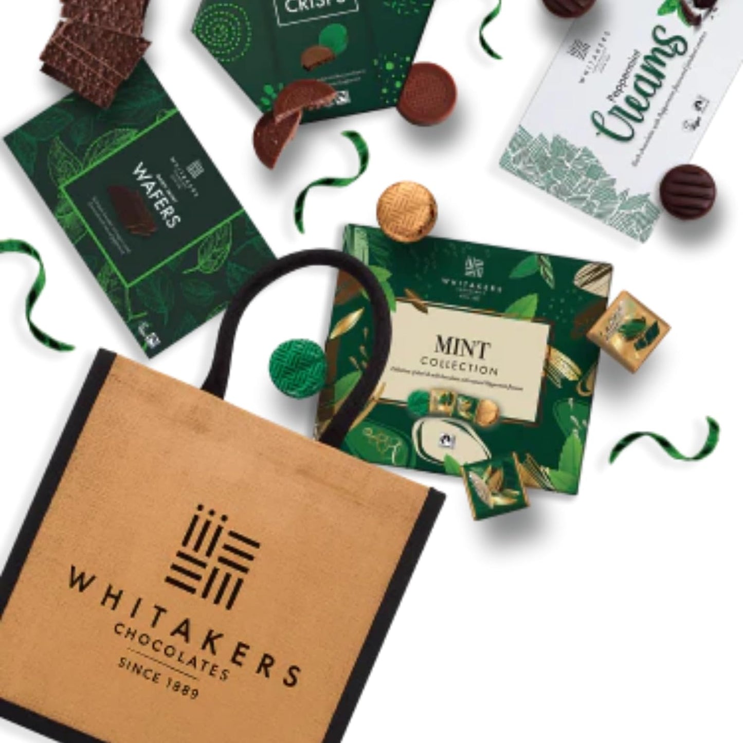 Premium mint chocolate gift set in reusable tote bag