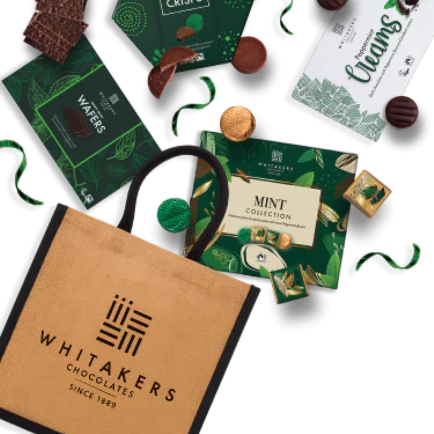 Premium mint chocolate gift set in reusable tote bag