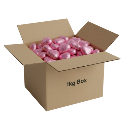 Whitakers Milk Chocolate Pink Foiled Hearts 1kg Box