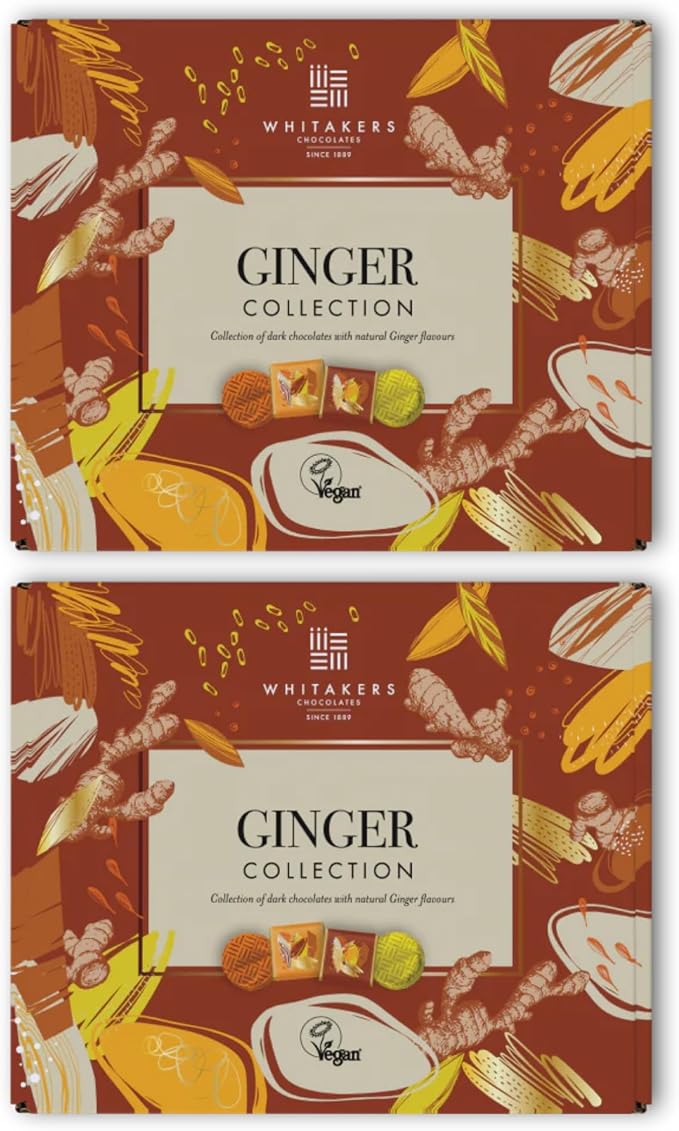 Whitakers vegan dark chocolate ginger collection 165g