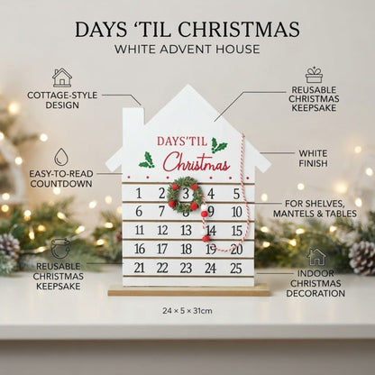 White cottage-style Christmas Advent House