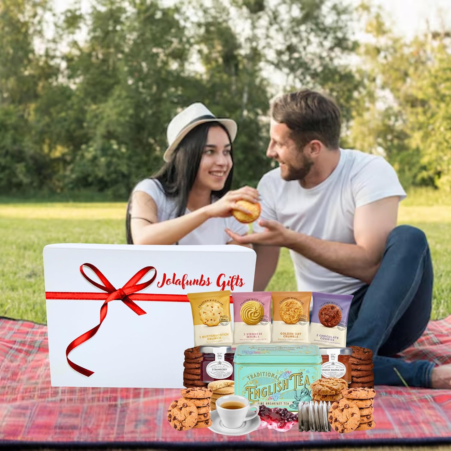 White tea hamper box ready to gift