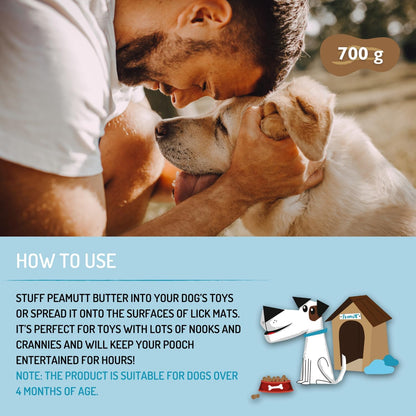 Pet-approved snack spread in a 700g container