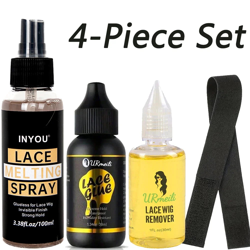 Wig installation kit with adhesive and spray