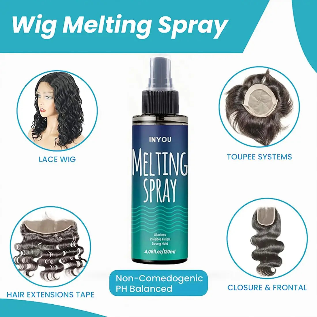 Lace front wig installation spray set for secure hold