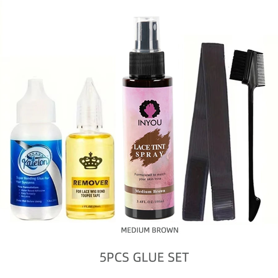 Wig glue kit 6pcs set full contents adhesive tint spray band