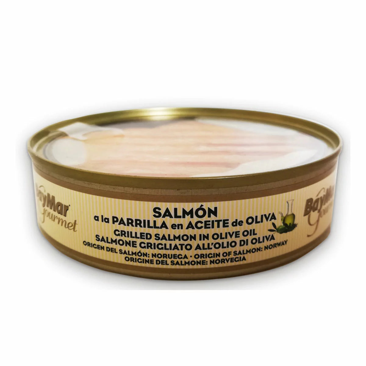Premium canned wild caught salmon in olive oil
