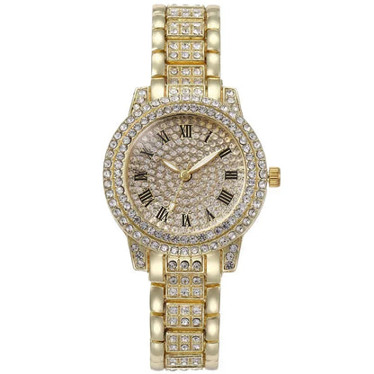 Women's alloy crystal wristwatch with elegant design