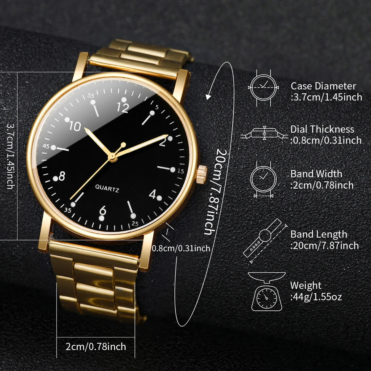 Women's quartz watch with rhinestone bracelet accessories