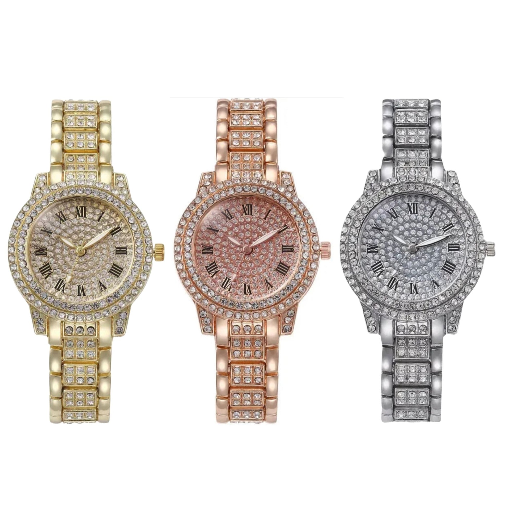 Women's rhinestone quartz watch with elegant alloy bracelet