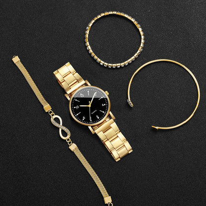 Women's watch set with three coordinating bracelets