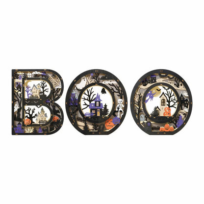 Spooky BOO Halloween Centrepiece with Warm Lights