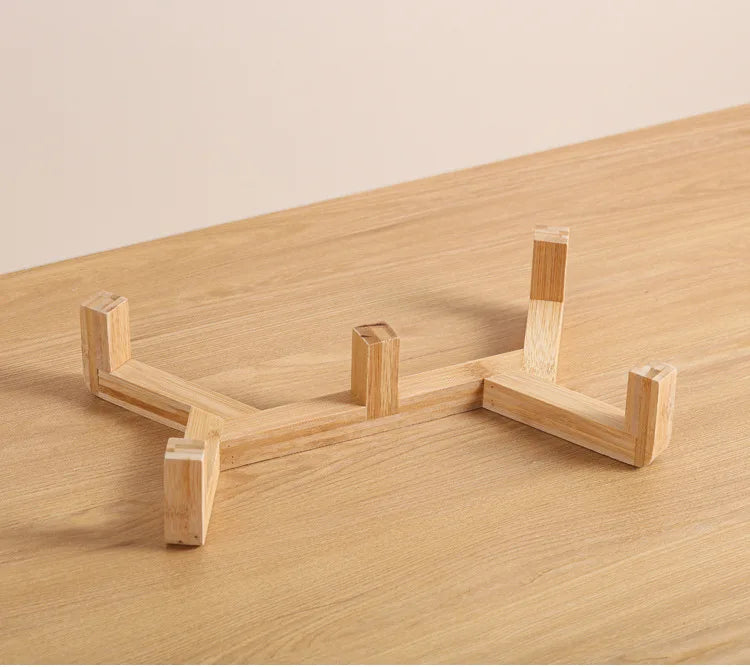 Black ceramic pet bowl wood stand raised feeding height design