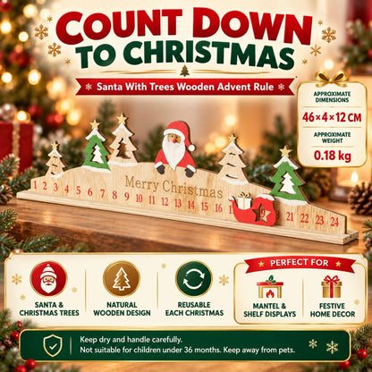Wooden Christmas countdown decoration featuring Santa