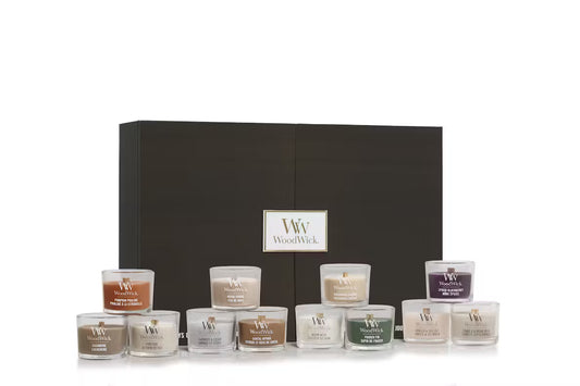Twelve exclusive votive candles in WoodWick® 12 Days of Christmas Advent Calendar