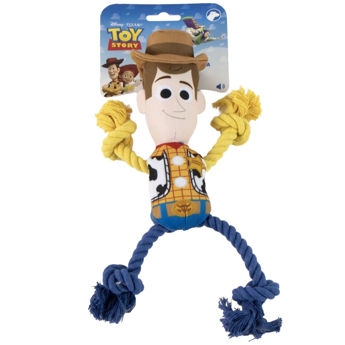Buzz Lightyear rope tug dog toy with squeaker