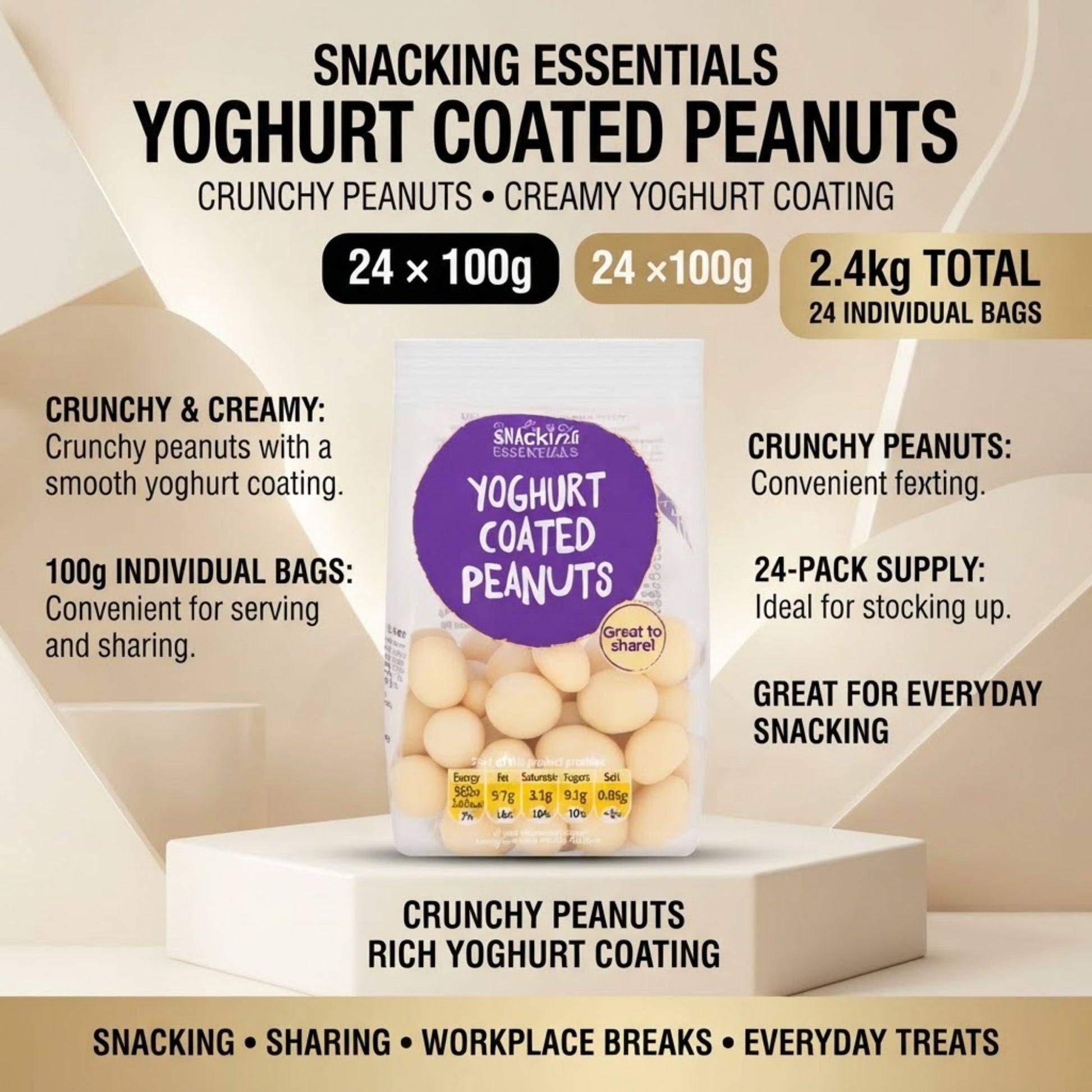 Crunchy peanuts covered in creamy yoghurt coating