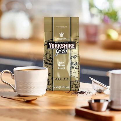 Brew the perfect cup with Yorkshire Gold Loose Leaf Tea 250g in a teapot