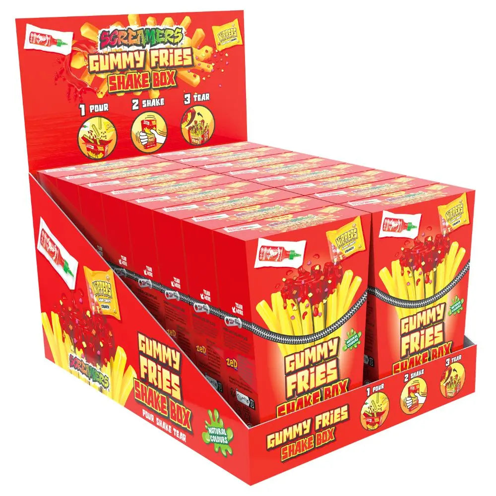 Fruity gummy fries with Souracha sauce