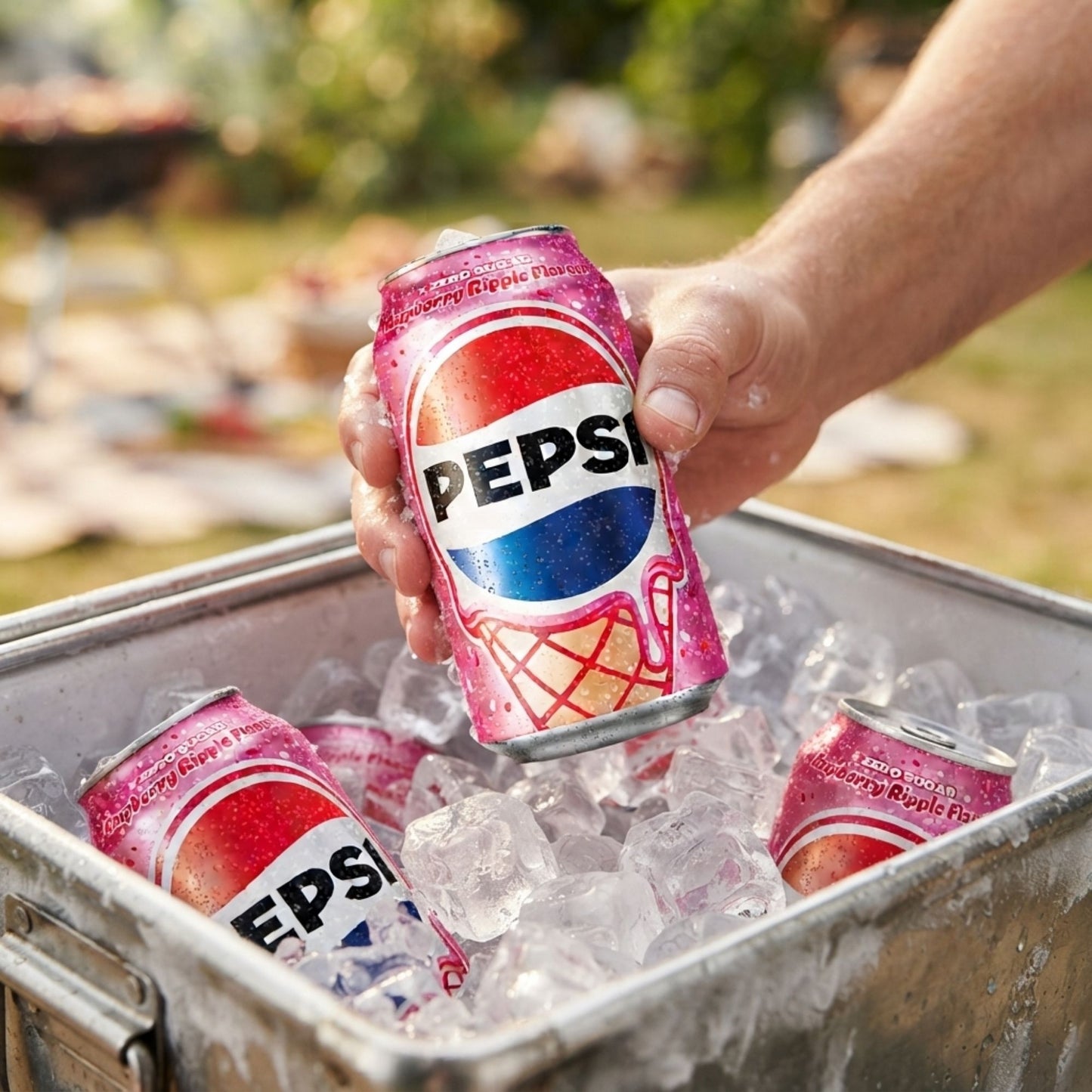 Creamy raspberry ripple cola drink